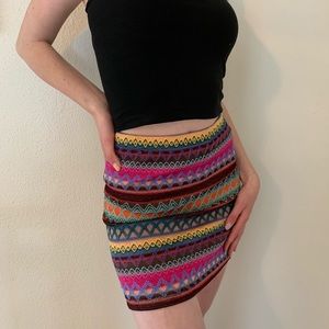 super cute patterned colorful stretchy mini skirt